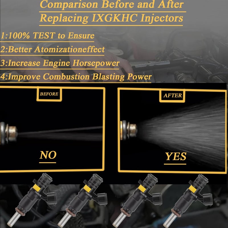 IXGKHC Set of 4PCS 6 Holes Genuine OEM Fuel Injectors 2007-2016 Replacement For Mini Cooper Base R56 Clubman R55 Cabrio R57 Coupe R58 Roadster R59 Paceman R61,Replace OE# 7528176 13537528176 1984J2 1984G - Image 5